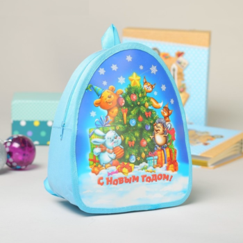 Рюкзак детский Новогодний, голубой