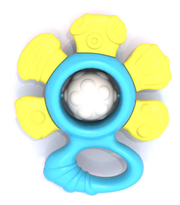 Погремушка "Цветочек" (в пакете с хэдером) жёлто-голубой 11,5х9,8х34 см