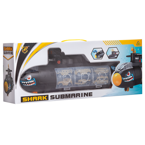 Игровой набор Junfa Подводная лодка с 5 военными машинками и вертолетом - 0