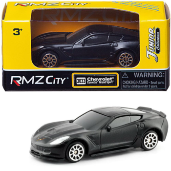 Машинка металлическая Uni-Fortune RMZ City 1:64 Chevrolet Corvette C7, без механизмов, цвет черный матовый, 9 x 4.2 x 4 см