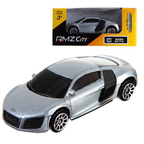 Машинка металлическая Uni-Fortune RMZ City 1:64 Audi R8 V10, без механизмов, (серебристый) - 0