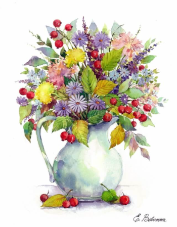 Алмазная живопись LG024 "Букет с одуванчиками и ягодами"