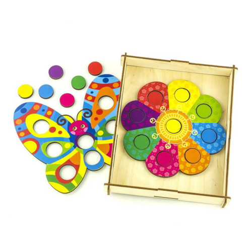 Обучающая игра Woodlandtoys Мозаика Цветок и бабочка 19,5*16*3 см - 0