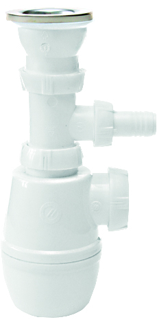 Сифон Wirquin Минор с выпуском 1½ х 40 мм с отводом для стиральной или посудомоечной машины (30718032) - 0