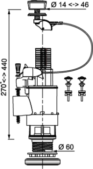 Сливной механизм Wirquin MW2 с двумя режимами слива, система трос (10717561) - 0