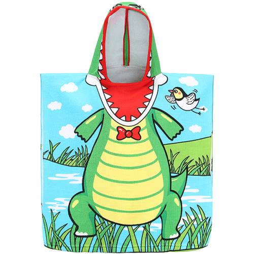 Полотенце-пончо детское с принтом - Крокодил - 1