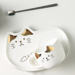 Кружка с блюдцем Котик с Кошкой N 3 белый