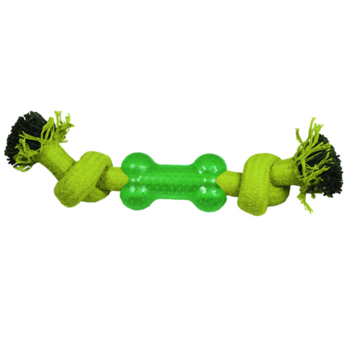 Игрушка для собак - Веревка-канат 2 узла и кость - 24см - 1