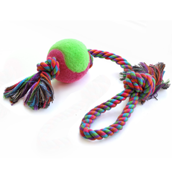 Игрушка для собак - Верёвка с петлей, 2 узла и мяч (6,5см/43см)