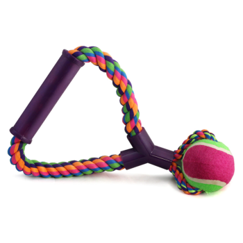 Игрушка для собак - Верёвка с ручкой и мячик (6,5см/25см)