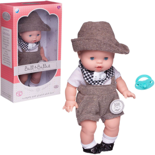 Пупс-кукла Junfa Baby Ardana в белой кофточке, серых шортиках и шляпке, с аксессуарами 32см - 0