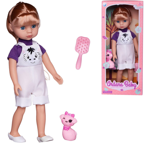 Кукла Junfa Ardana Baby блондинка с розовой кошкой 37,5 см - 0