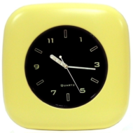 Часы пластиковые настенные закругленные края желтый корпус - 0