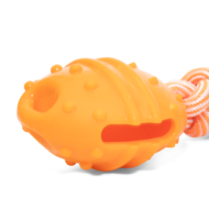 Игрушка для собак из термопластичной резины "Апельсин с веревкой", d77/290мм - 1