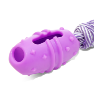 Игрушка для собак из термопластичной резины "Баклажан с веревкой", 95/300мм - 2