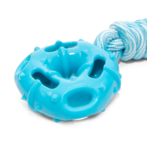 Игрушка для собак из термопластичной резины "Пончик с веревкой", 80/290мм - 2