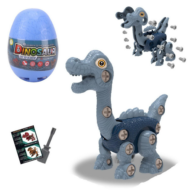 Конструктор Junfa Динозавр серый в яйце в наборе с отверткой - 0