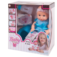 Кукла ABtoys Baby boutique Пупс в голубом платье 30см, пьет и писает - 0