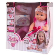 Кукла ABtoys Baby boutique Пупс в розовом платье 30см, пьет и писает - 0