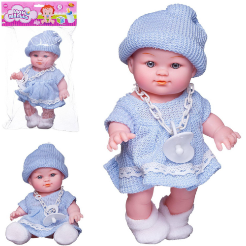 Пупс ABtoys "Мой малыш", озвученный в голубом платье 22,9 см - 0