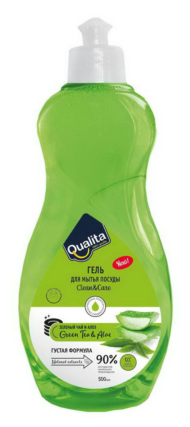Средство для мытья посуды QUALITA GREEN TEA & ALOE 500мл - 0