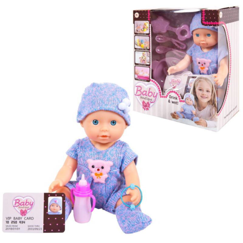 Кукла ABtoys Baby boutique Пупс в фиолетовой одежде 25 см, пьет и писает - 0