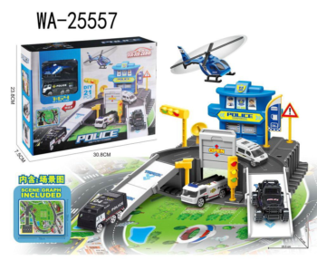 Игровой набор Junfa Полицейская станция с машинкой, вертолетом и ландшафтной картой