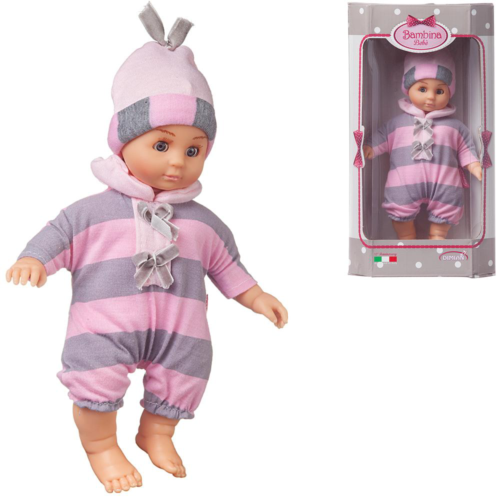 Кукла DIMIAN Bambina Bebe Пупс в полосатом костюмчике, 20 см - 0