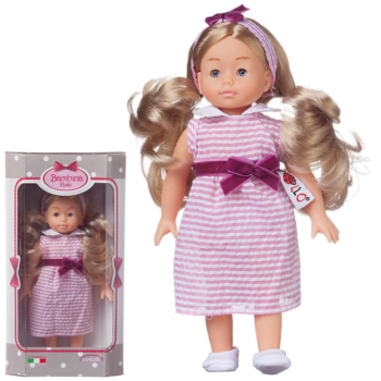 Кукла DIMIAN Bambina Bebe в полосатом платье с бантом, 20 см