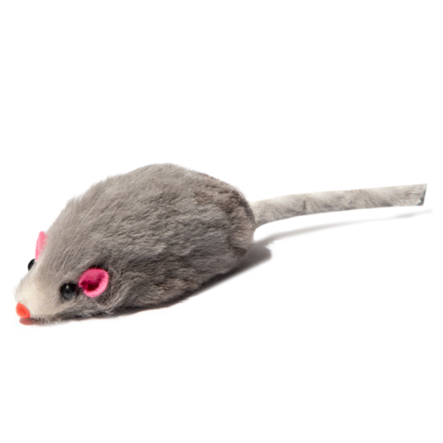 Игрушка для кошек "Мышка серая", 65-75мм (пакет 24шт.) - 0