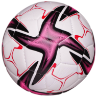 Футбольный мяч Junfa белый с розово-черными звездами 22-23 см - 0