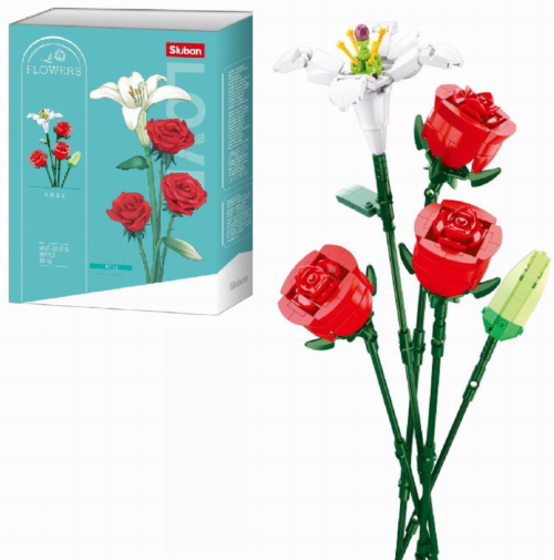 Конструктор Sluban серия Flowers: Розы и лилии, 267 деталей, полимерные материалы - 0