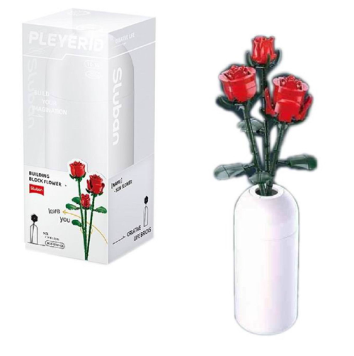 Конструктор Sluban серия Flowers Розы в вазе, 258 деталей, полимерные материалы - 0