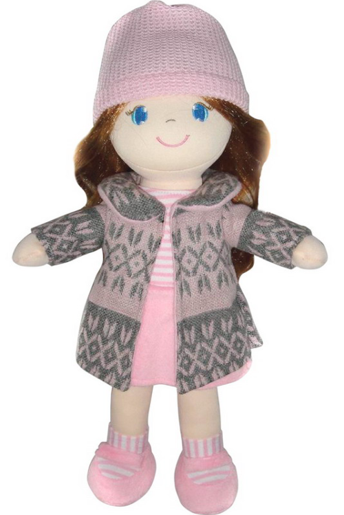 Кукла, рыжая в розовом пальто, мягконабивная, 36 см - 0