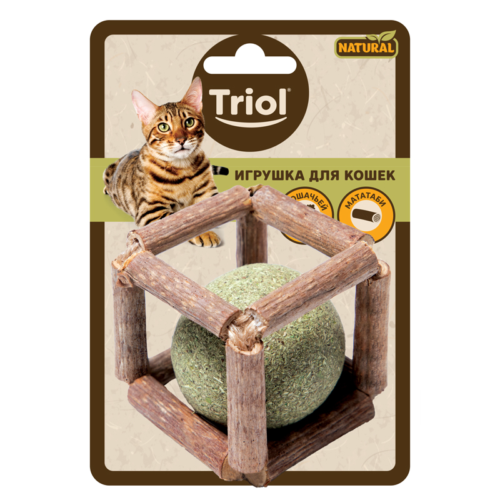 Игрушка для кошек из мататаби "Куб с кошачьей мятой", 40мм, серия NATURAL, Triol - 1