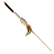 Игрушка-дразнилка для кошек из натуральных материалов "Мышка с перями", 70/400мм, серия NATURAL, Triol - 0