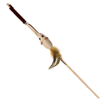 Игрушка-дразнилка для кошек из натуральных материалов "Мышка с перями", 70/400мм, серия NATURAL, Triol