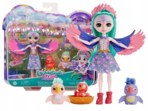 Игровой набор Mattel Enchantimals Кукла Зяблик Филии Финч и 3 птенца - 0