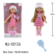 Кукла ABtoys Времена года 32 см в розово-белом вязаном платье без рукавов и шапке - 0