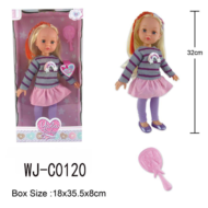 Кукла ABtoys Времена года 32 см в сером свитере с сиреневыми полосками и розовой юбке - 0
