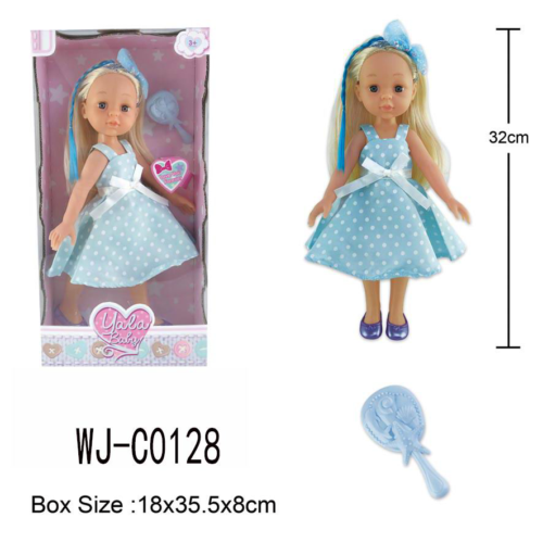 Кукла ABtoys Времена года 32 см в голубом сарафане в белый горошек - 0