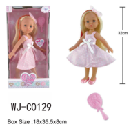 Кукла ABtoys Времена года 32 см в нежно-розовом сарафане в белый горошек - 0