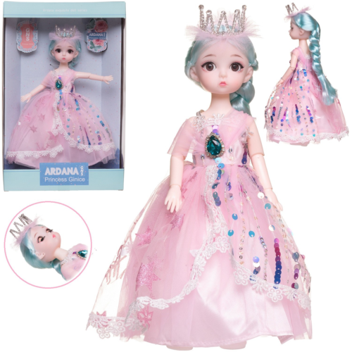 Кукла Junfa Ardana Princess 30 см с короной в роскошном розовом платье в подарочной коробке - 0