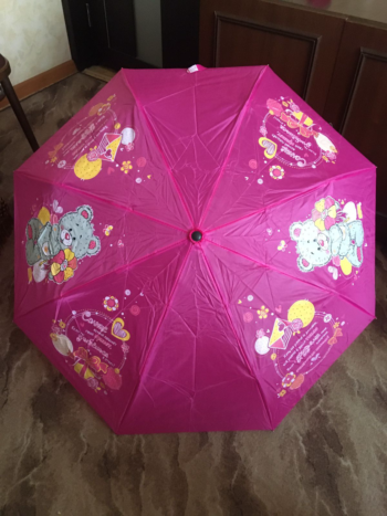 Зонт детский розовый - "Медвежонок"