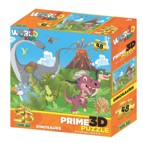 Головоломка пазл Prime 3D Динозавры на прогулке 48 деталей - 0
