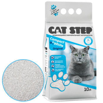 Наполнитель комкующийся минеральный CAT STEP Compact White Original, 10 л