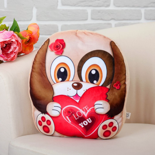 Мягкая подушка-игрушка Собачка с сердцем - 0
