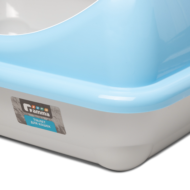 Туалет для кошек прямоугольный с ассиметричным бортом "Волна", серый/голубой, 455*350*200мм - 5
