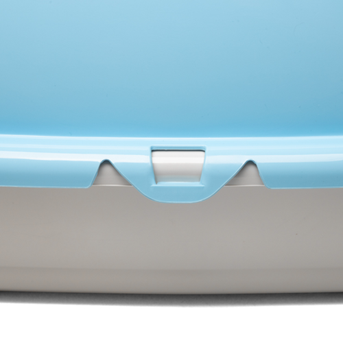 Туалет для кошек прямоугольный с ассиметричным бортом "Волна", серый/голубой, 455*350*200мм - 0