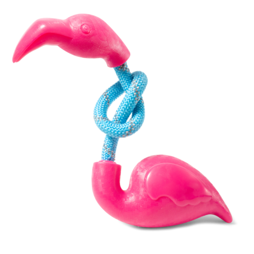 Игрушка для собак из термопластичной резины "Фламинго с веревкой", 235/125мм, Triol - 0